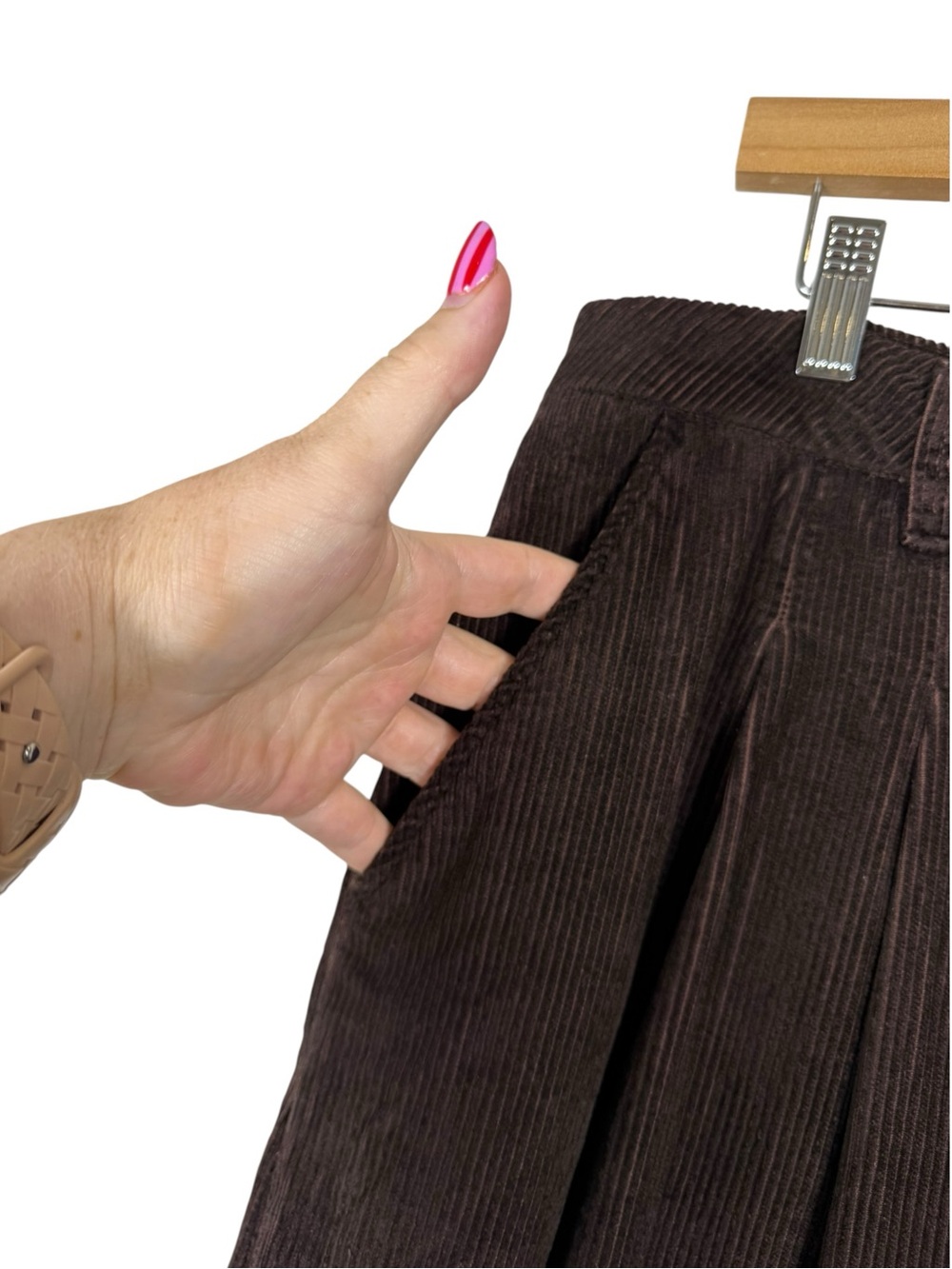 Anthropologie Maeve The Avery Pleated Wide-Leg Corduroy Trousers Brown Sz 16 - Picture 3 of 8